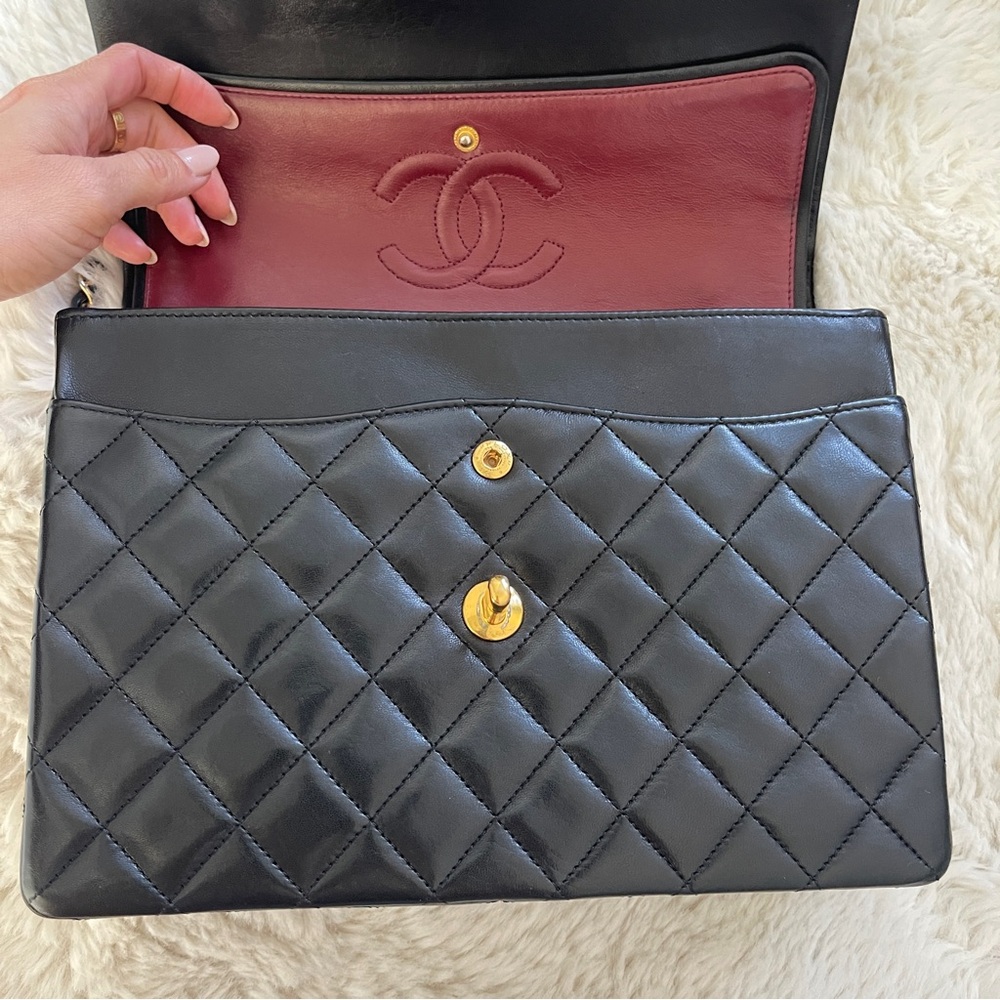 CHANEL Black Quilted Lambskin Classic Flap Bag with Gold Hardware - Picture 7 of 15
